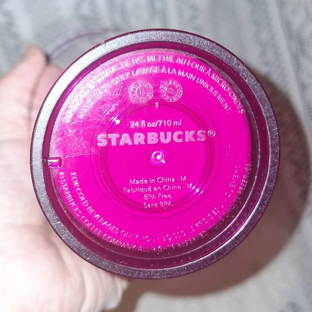 STARBUCKS COFFEE - RARE 2016 - Fuchsia Jelly Gummy Tumbler Cold Cup Venti 24oz
